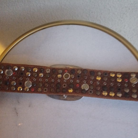 Devil's Skin brown leather stones/studs 2" belt. - Picture 3 of 6